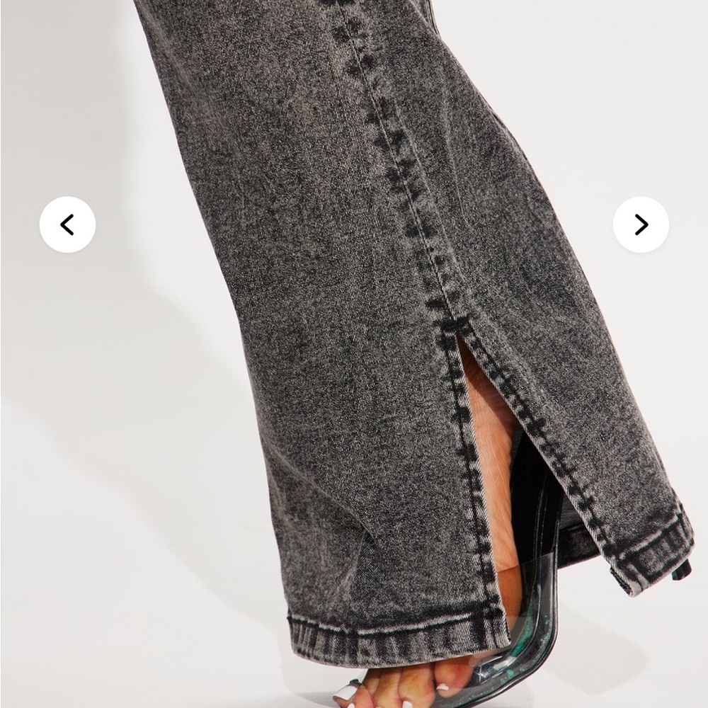 Fashion Nova Side Slit Stretch Slim Bootcut Jeans - Black Wash - Picture 2 of 8